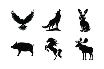 Animals  silhouette vector bundle