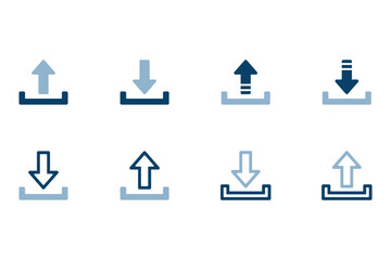 ダウンロードとアップロードのアイコンイラストセット