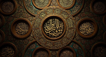 Obraz premium Islamic Calligraphy Ceiling Art Gold Design