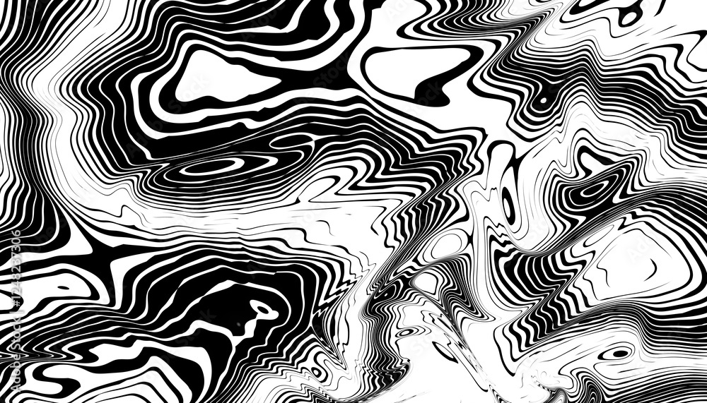 Poster wavy fractal texture background. elegant black wavy line on transparent png overlay background