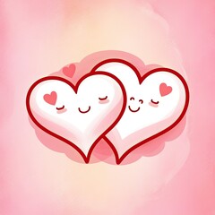 Cute pink and red valentine hearts on background with copy space for Valentine Day celebration