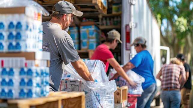 Volunteers Loading Supplies onto a Truck