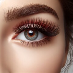 Obraz premium Close-up of a woman's eyes with laminated eyelashes: the eyelashes are long, curved and voluminous, without using mascara