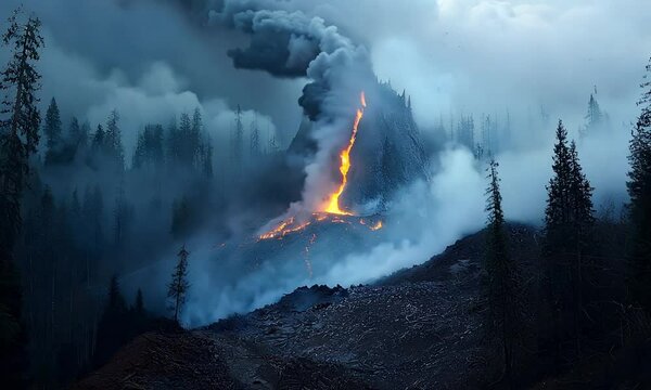 a timelapse of a vulcano erruption