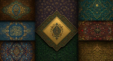 Fototapeta premium Elegant Islamic Gold Floral Patterns Backgrounds