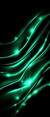 A vibrant display of flowing green light waves against a dark background, creating a captivating and dynamic visual effect.