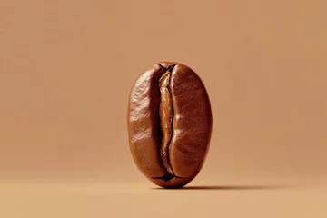 Single brown coffee bean stands on matching colored background © MrHamster