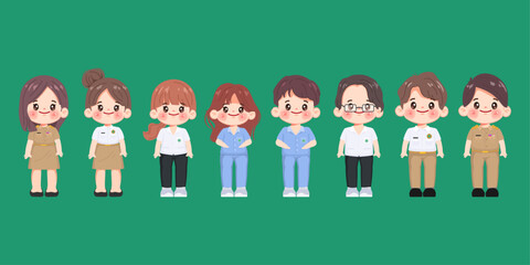 Cute cartoon public health officer is responsible for promoting and protecting the health of the community.