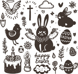 set of easter elements