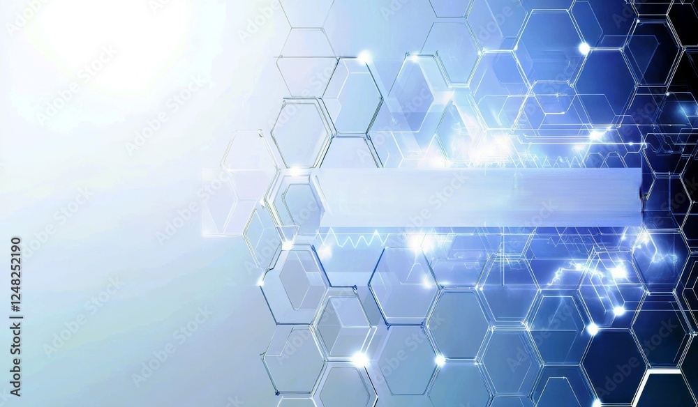 Poster abstract technology background with hexagonal patterns and light effects for business and digital pr