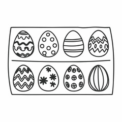 Easter Egg Silhouette Vector, Easter Egg Vector, Hand drawn set of Easter eggs doodle, Easter eggs icons set