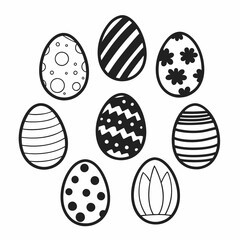 Easter Egg Silhouette Vector, Easter Egg Vector, Hand drawn set of Easter eggs doodle, Easter eggs icons set