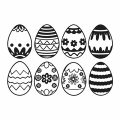 Easter Egg Silhouette Vector, Easter Egg Vector, Hand drawn set of Easter eggs doodle, Easter eggs icons set