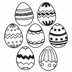 Easter Egg Silhouette Vector, Easter Egg Vector, Hand drawn set of Easter eggs doodle, Easter eggs icons set
