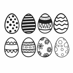 Easter Egg Silhouette Vector, Easter Egg Vector, Hand drawn set of Easter eggs doodle, Easter eggs icons set