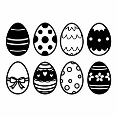 Easter Egg Silhouette Vector, Easter Egg Vector, Hand drawn set of Easter eggs doodle, Easter eggs icons set