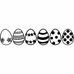 Easter Egg Silhouette Vector, Easter Egg Vector, Hand drawn set of Easter eggs doodle, Easter eggs icons set