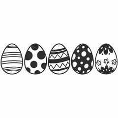 Easter Egg Silhouette Vector, Easter Egg Vector, Hand drawn set of Easter eggs doodle, Easter eggs icons set