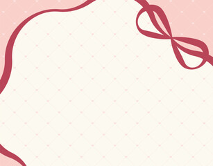 リボンとハートのキルト柄の背景イラスト素材 ベクター バレンタインデー 母の日 