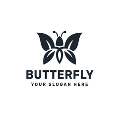 Vector butterfly logo illustration. butterfly leaf design.