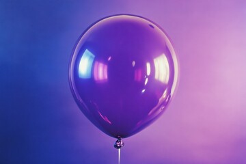 A purple balloon floats elegantly against a gradient backdrop