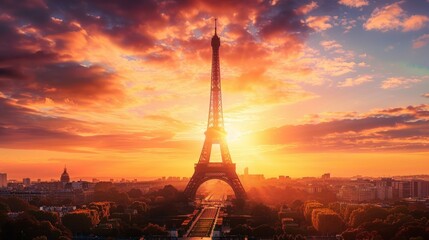 Naklejka premium Eiffel Tower Sunrise in Paris