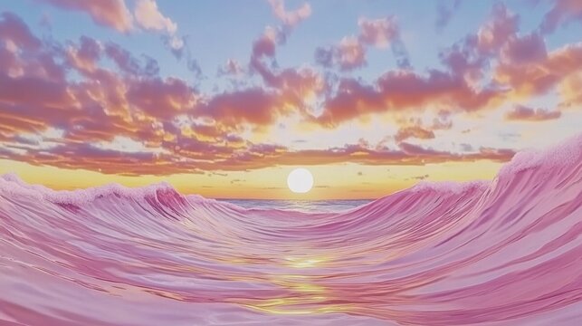 Dreamy ocean view with pastel waves gently rolling under a soft sunset sky A peaceful seascape Calming and scenic landscape