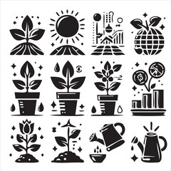 vector set of plant icons