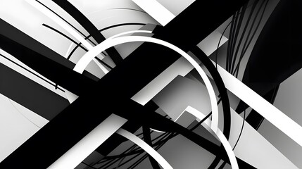 Abstract black and white lines intertwining, modern art piece showcasing dynamic movement and intricate design, ideal for contemporary themes.
