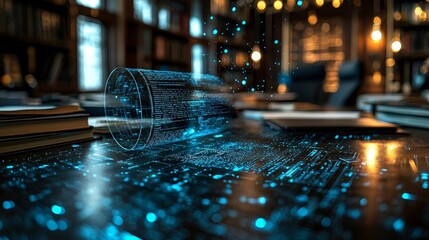 Futuristic Consulting Team Strategizing Business Solutions in High Tech Legal Office