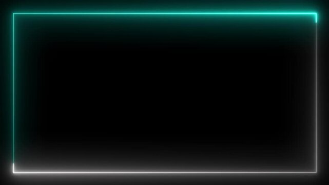 Abstract glowing neon rectangle border frame. Animation of glowing neon rectangles abstract background. 