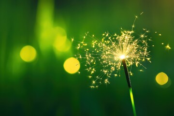 Sparkling bright light emitting from a handheld sparkler wand