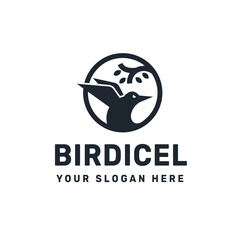 vector circle hummingbird logo illustration,
