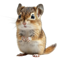 Fototapeta premium Adorable Tiny Chipmunk Portrait Small Rodent Closeup Fluffy Fur Wildlife Photography
