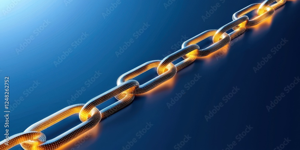 Aufkleber a glowing metallic chain stretches diagonally against a blue background, showcasing its links and cr