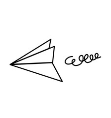 Paper airplane illustration in sketch and outline form