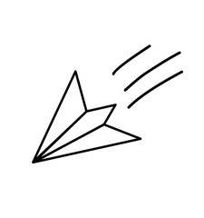 Paper airplane illustration in sketch and outline form
