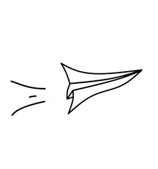 Paper airplane illustration in sketch and outline form