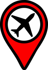 Obraz premium vector airport pin on red background for location on maps