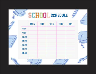 School weekly schedule vector design template