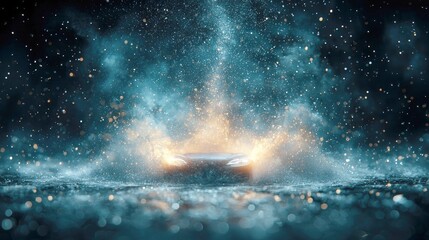 Futuristic Car in Dynamic Motion: A Night Drive Filled with Sparkling Lights and Energy.  Experience the thrill of speed and luxury in this captivating automotive artwork.