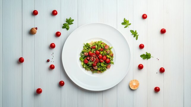 A food blogger capturing a flat lay photograph of a beautifully plated dish, using props and lighting to create an appetizing image for their followers.
