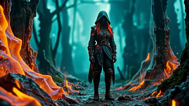ooded Warrior in a Mystical Forest