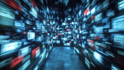 Data streams flow through a digital space.