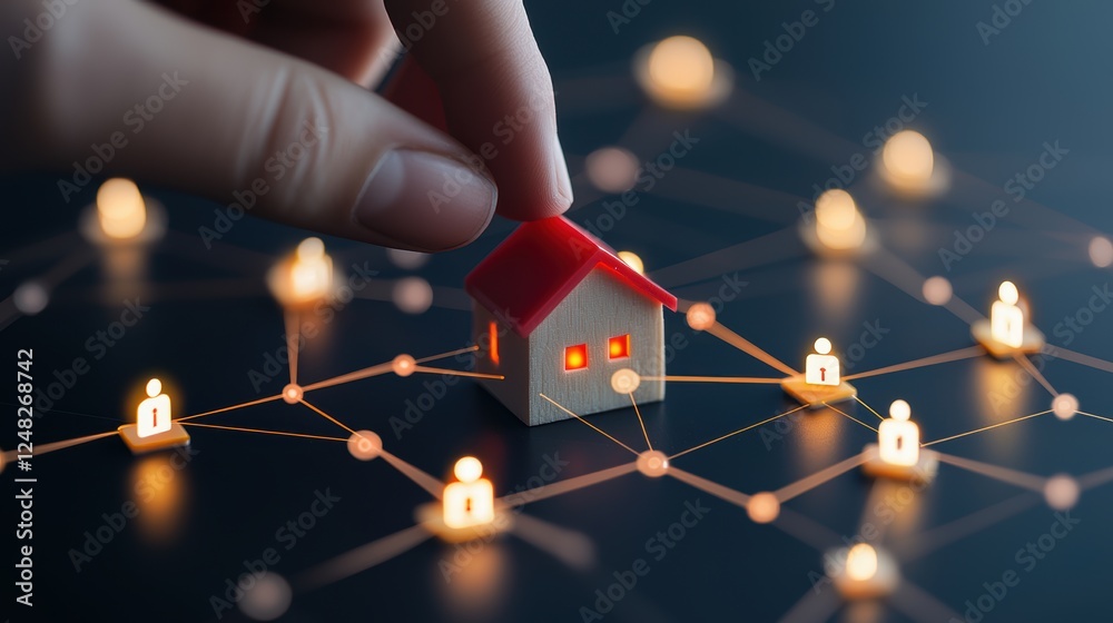 Poster a network of interconnected devices and data streams, representing the internet of things and the gr