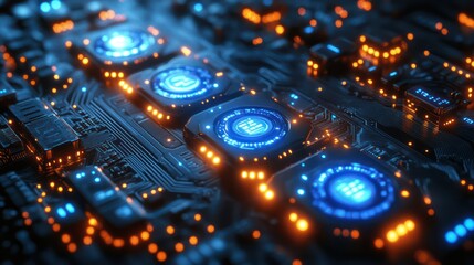 Futuristic Circuit Board: A Close-Up of Advanced Technology
