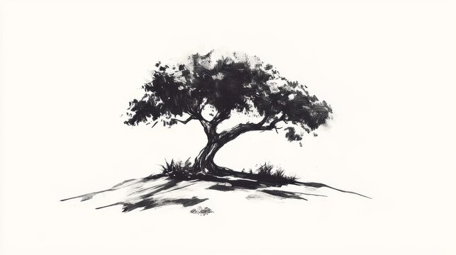 Oak tree, suitable for vintage logo design Vector