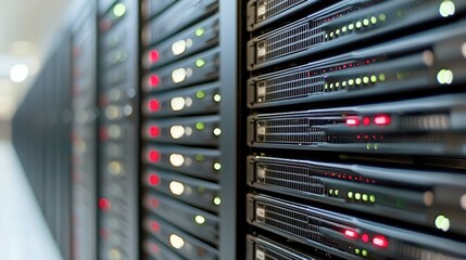 Naklejka premium Exploring the Intricacies of a Modern Data Center: High-Tech Servers and Advanced Computing