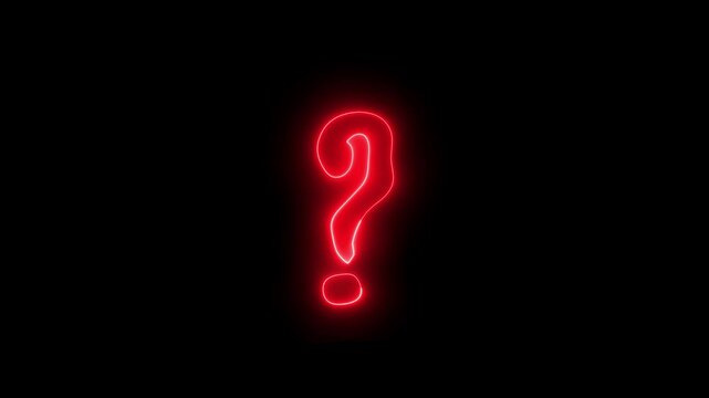 Animated Question Mark with Neon Glow and Colorful Abstract Particles Background