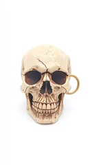 Obraz premium Skull-shaped decor with sunglasses, isolated on white background, ideal for Halloween or themed parties